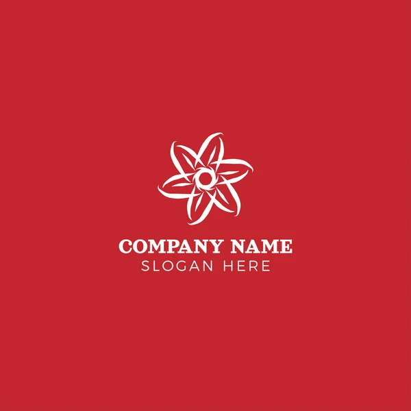 Ručně Kreslené Krásné Květiny Company Logo Design Izolované Tmavě Červené — Stockový vektor