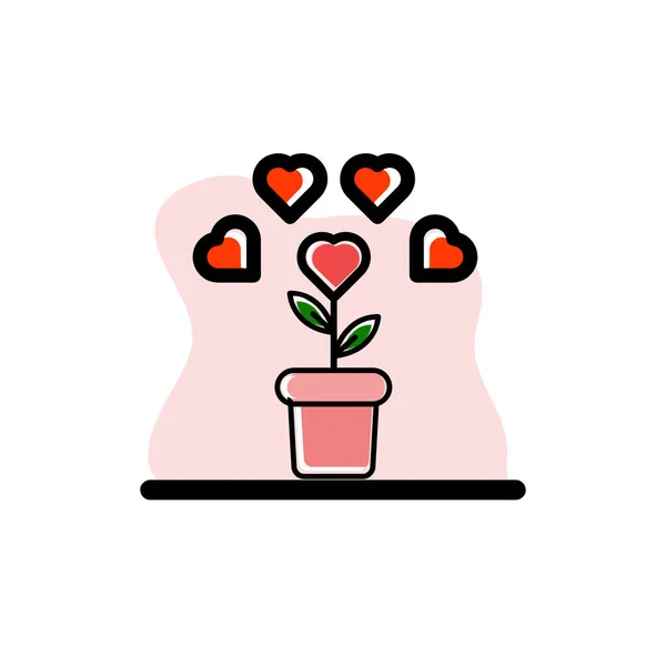 素敵な愛の植物アイコンの概念ベクトルイラストデザインEps10 — ストックベクタ