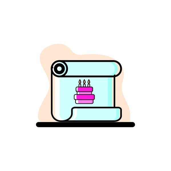 Birthday Cake Paper Przewiń Conceptual Icon Vector Illustration Design Eps10 — Wektor stockowy