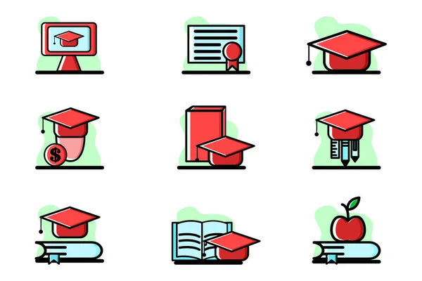 Education Vector Conceptual Illustration Design Icon Set Ιδανικό Για Ιστοσελίδα — Διανυσματικό Αρχείο