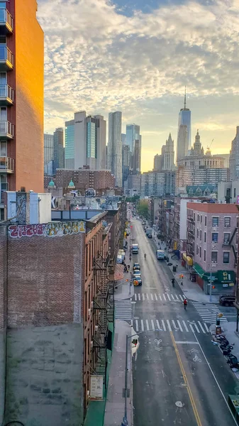 Aerial view of New York downtown building. Manhattan, NYC