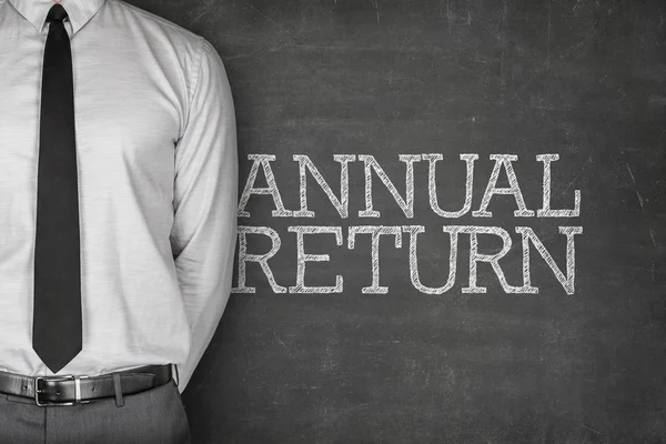 Annual return text on blackboard — Stock Photo, Image