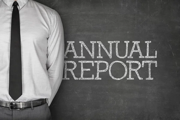 Annual report text on blackboard — Stock Photo, Image