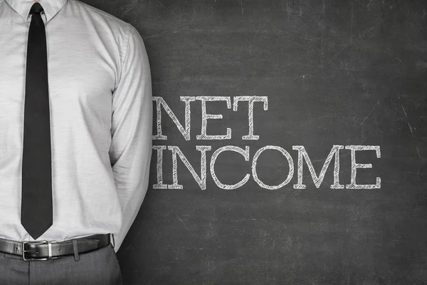 Net income text on blackboard — Stock Photo, Image