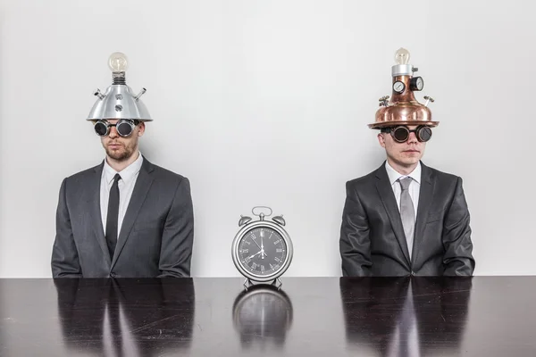 Two vintage businessman sitting at office desk — Stock Photo, Image