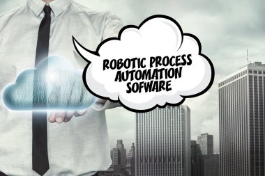Robot süreç otomasyonu metin işadamı ile bulut bilgi işlem konulu