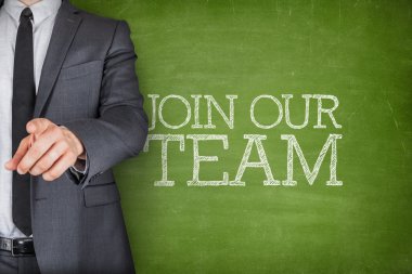 Join our team on blackboard with businessman clipart