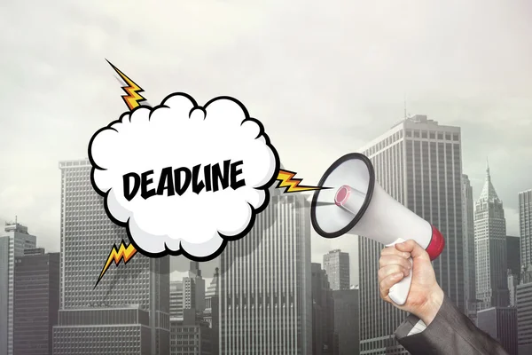 Deadline text on speech bubble with megaphone — Stock Photo, Image