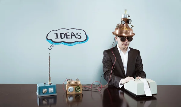 Concept d'idées avec homme d'affaires vintage et calculatrice — Photo