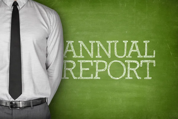 Annual report text on blackboard — Stock Photo, Image