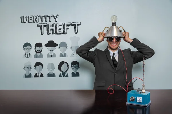 Identity Theft text with vintage businessman — Stock Photo, Image