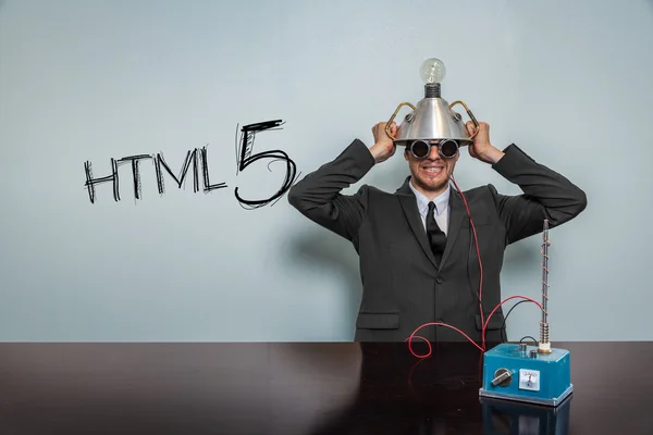 HTML 5 text med vintage affärsman — Stockfoto