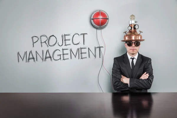Project management text with vintage businessman — Stock Photo, Image