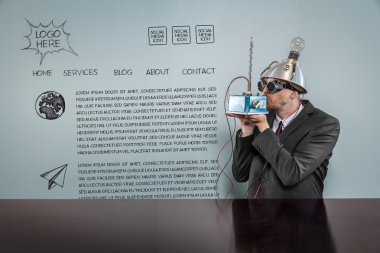 Web sayfası metnine vintage işadamı ile