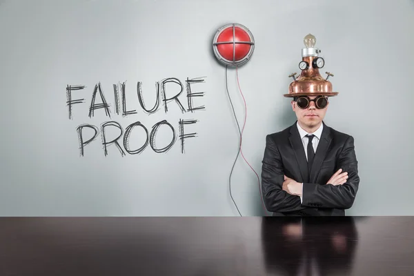 Failure proof text with vintage businessman — Stock Photo, Image