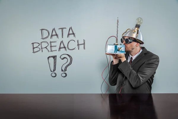Data breach text with vintage businessman — Stock Photo, Image