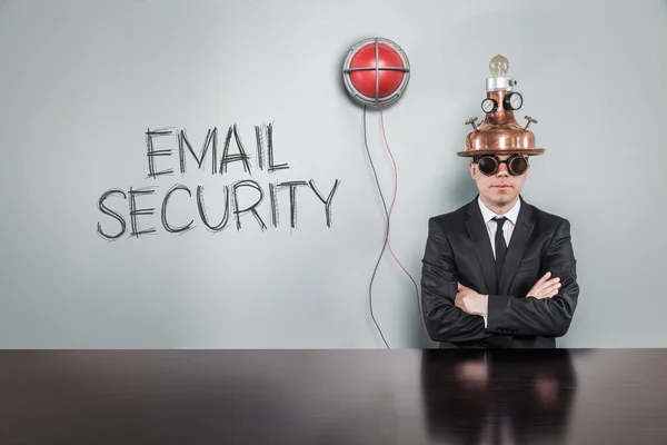 Email security text with vintage businessman — Stock Photo, Image