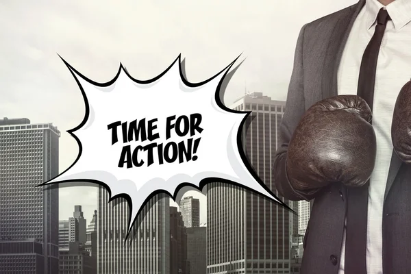 Time for action text on speech bubble — Stock Photo, Image