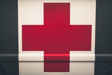 Kızıl Haç bir vintage ordu ambulans üzerinde kapat 