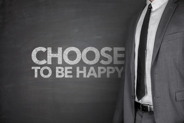 Escolha ser feliz no quadro negro — Fotografia de Stock