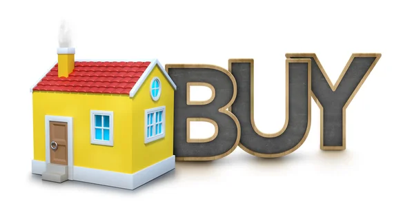 Buy text with 3d house — Stock Photo, Image