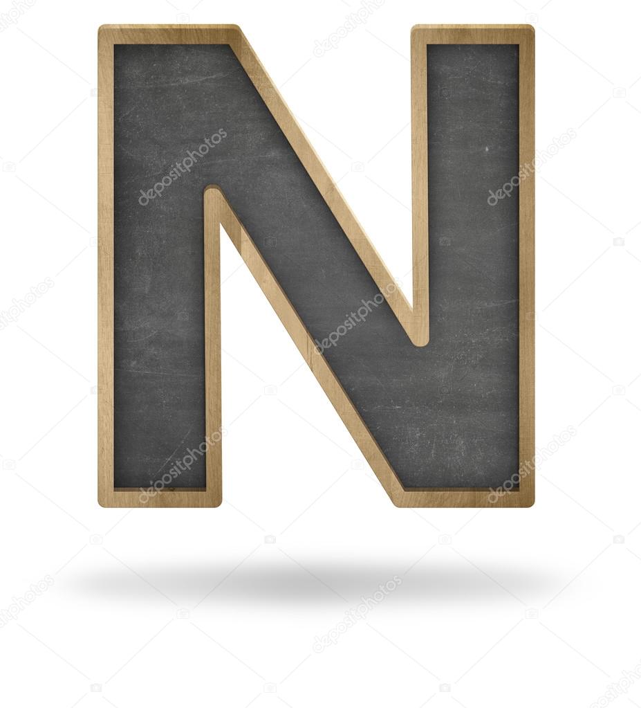 Black blank letter N shape blackboard