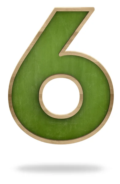 Green blank number 6 shape blackboard — Stock Photo, Image