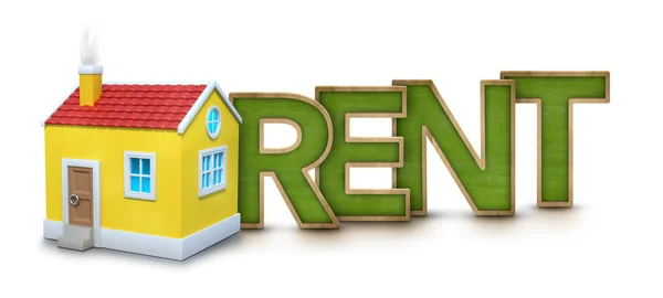 Rent text with 3d house — Stock Photo, Image