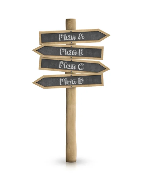 Plan A, B, C, D blackboard road sign — Stock Photo, Image