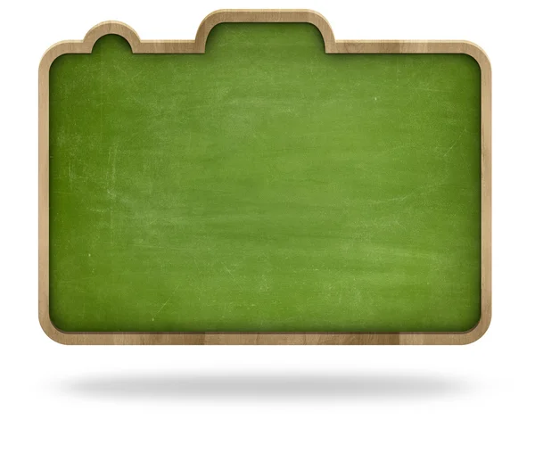 Green blank camera shape blackboard with wooden frame — Stock Photo, Image