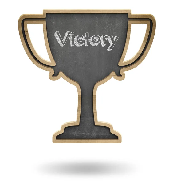 Black winner cup shape blackboard — Stock Photo, Image