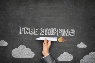 Free shipping concept on blackboard clipart