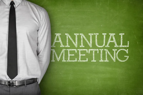 Annual meeting text on blackboard — Stock Photo, Image