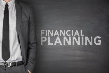 Metin siyah yazı tahtası üzerinde planlama finansal