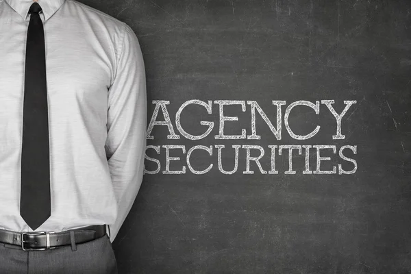 Agency securities text on blackboard — Stock Photo, Image