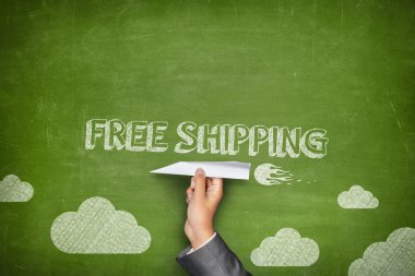 Free shipping concept on blackboard clipart