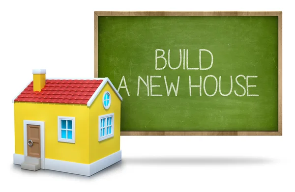 Build a new house on blackboard — Stock Photo, Image