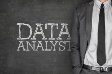 Data analyst on blackboard clipart
