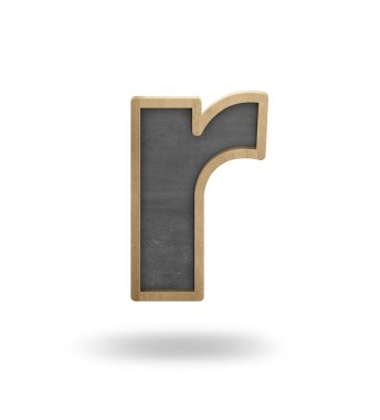 Siyah boş mektup r şekil yazı tahtası