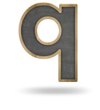 Siyah boş mektup q şekil yazı tahtası