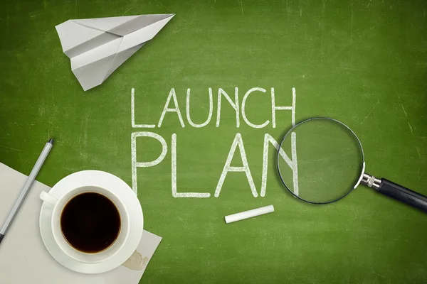 Launch plan concept on black blackboard — Stock Photo, Image