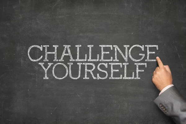 Challenge yourself text on blackboard — Stock Photo, Image