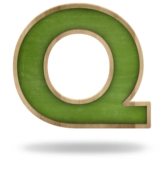 Зеленый бланк буквы q формы доски — стоковое фото