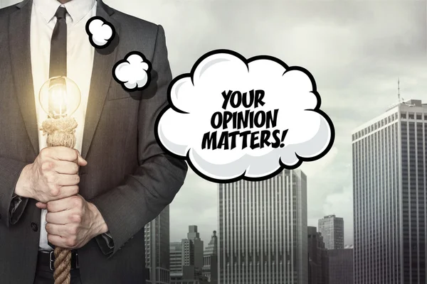 Your opinion matters text on speech bubble — Stock Photo, Image