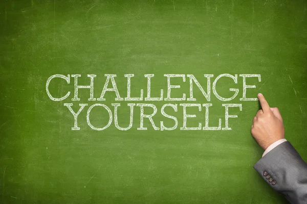 Challenge yourself text on blackboard — Stock Photo, Image