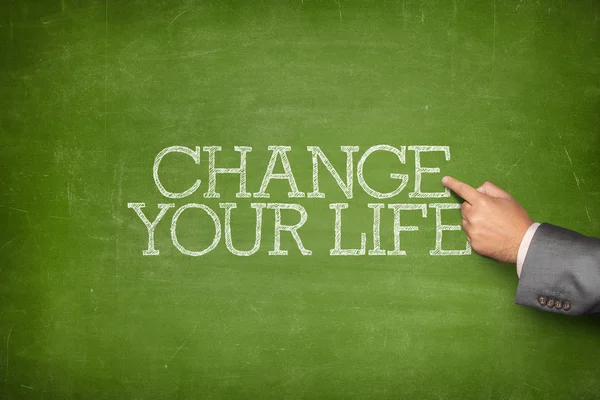 Change your life text on blackboard — Stock Photo, Image