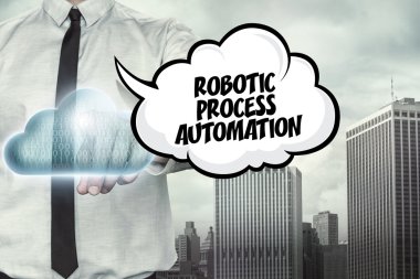 Robot süreç otomasyonu metin işadamı ile bulut bilgi işlem konulu