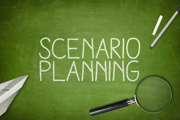 Scenario planning concept op blackboard — Stockfoto