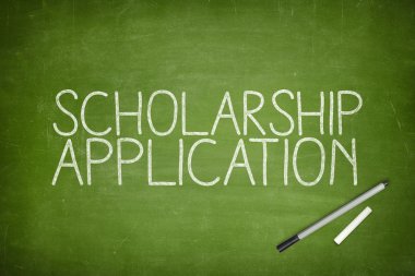 Scholarship application concept on blackboard clipart