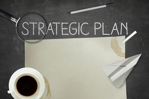 Conceito de plano estratégico no quadro negro — Fotografia de Stock